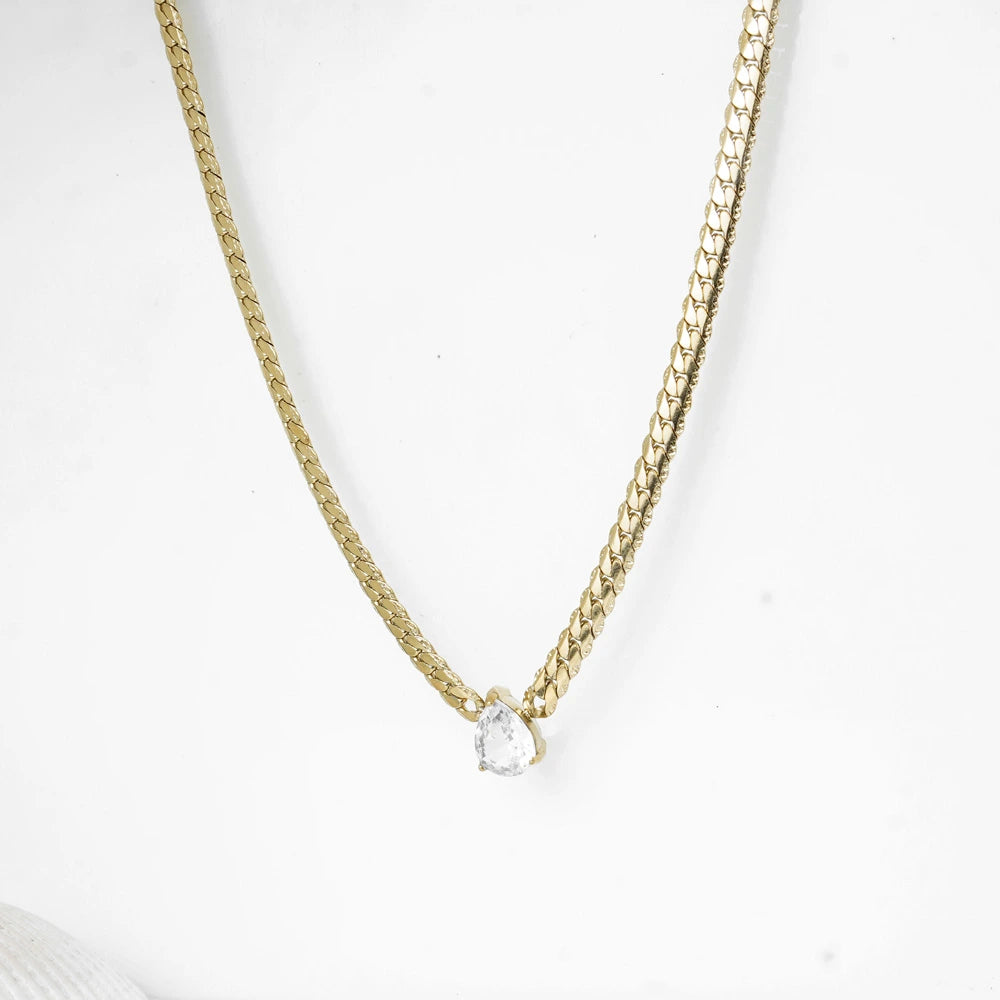 Classic Gold Chain with White Stone Neckpiece