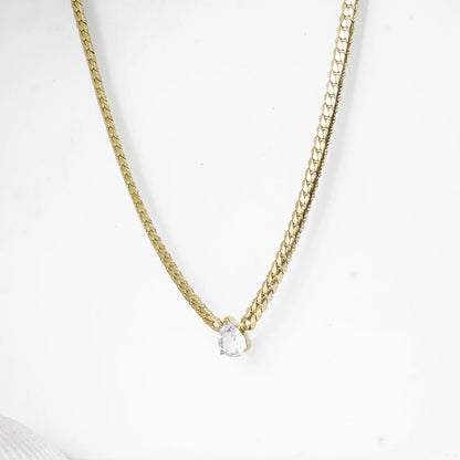 Classic Gold Chain with White Stone Neckpiece