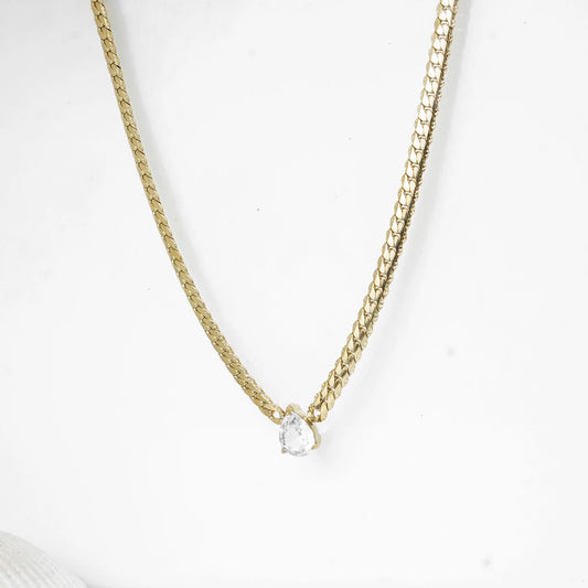 Classic Gold Chain with White Stone Neckpiece