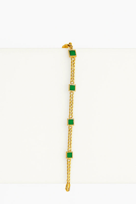 Gold Bracelet with Emerald Accents
