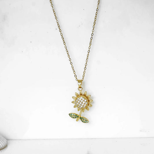 Gold Plated Sunflower Pendant Neckpiece