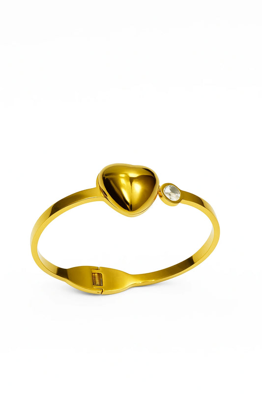 Golden Heart Bangle with Gemstone