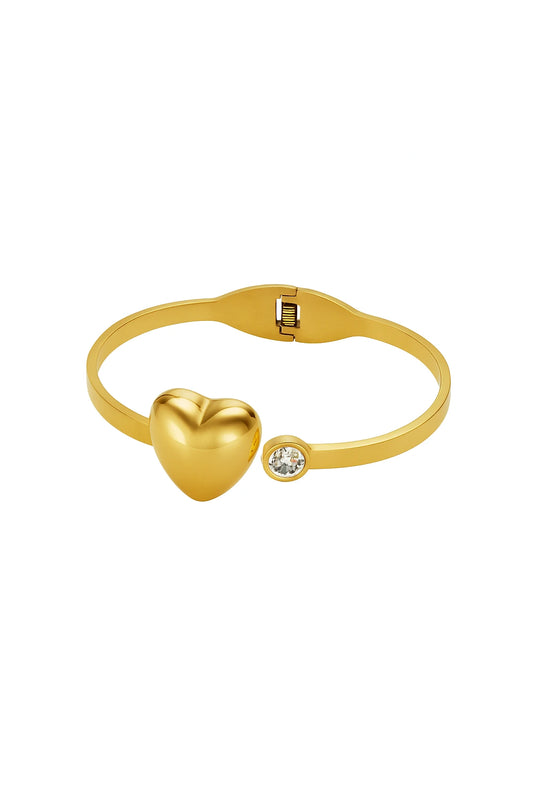 Golden Heart Bangle with Gemstone
